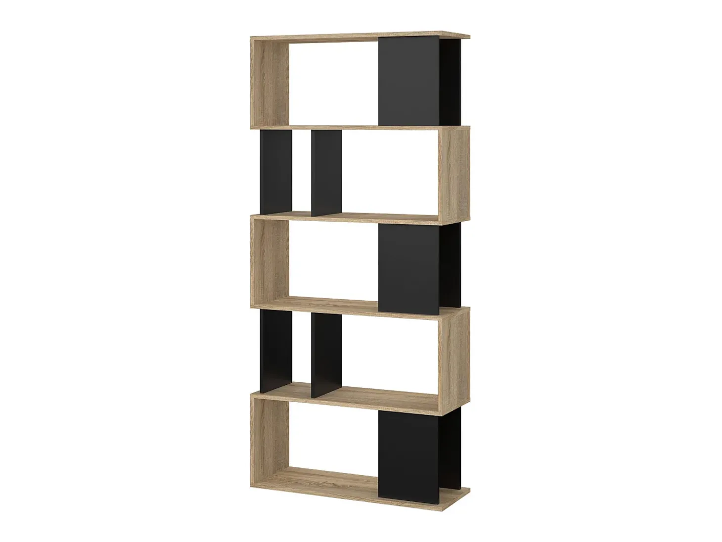 Estante Arg, estante de escritório, estante, biblioteca, 80x29 h175 cm, carvalho e preto