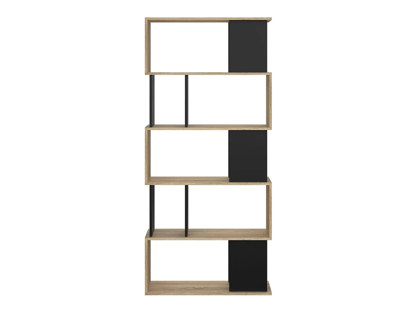 Estante Arg, estante de escritório, estante, biblioteca, 80x29 h175 cm, carvalho e preto
