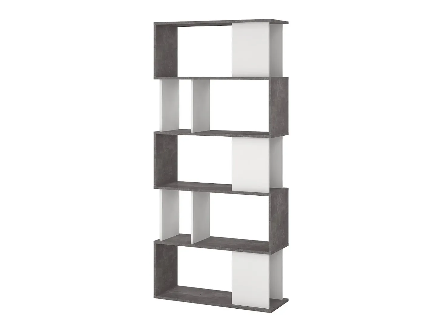 Estante Arg, Estante de escritório, Estante, Biblioteca, 80x30 h175 cm, Cimento e Branco