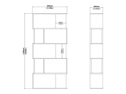 Estante Arg, Estante de escritório, Estante, Biblioteca, 80x30 h175 cm, Cimento e Branco