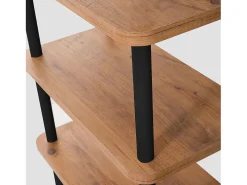 Estante baixo design SOFIE 180 cm madeira natural e pés pretos, 3 prateleiras melaminadas, montagem sem ferramentas