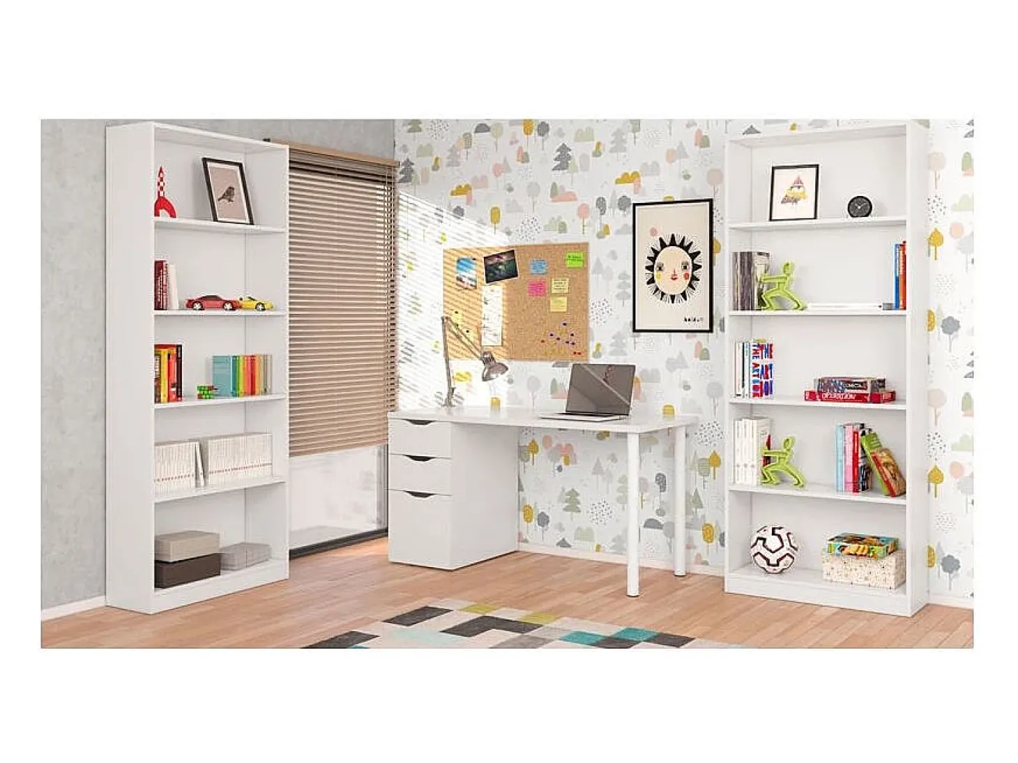 Estante Biblioteca Moderna Branca Fosca 201x80x28 cm