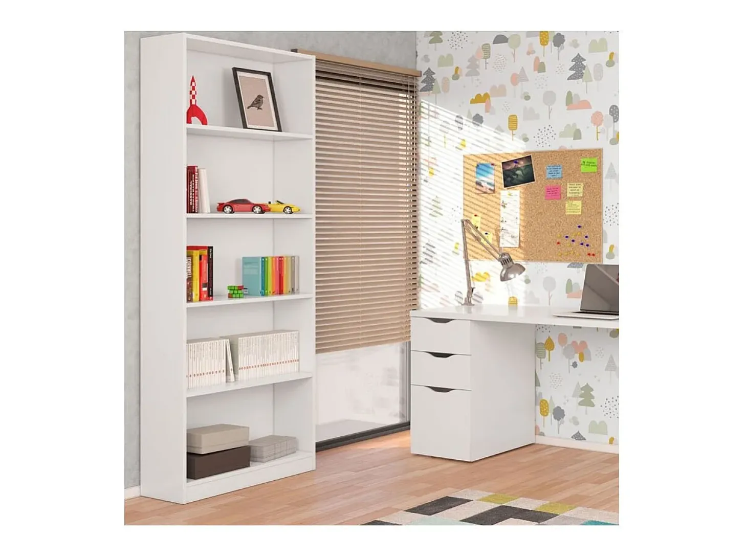 Estante Biblioteca Moderna Branca Fosca 201x80x28 cm