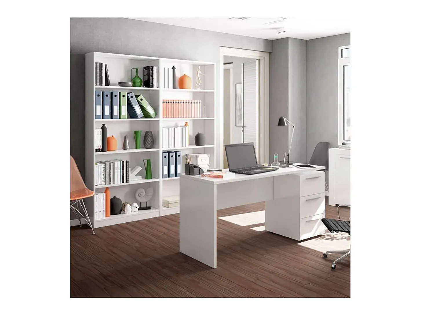 Estante Biblioteca Moderna Branca Fosca 201x80x28 cm