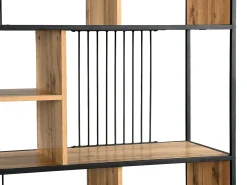 Estante com 9 nichos em MDF e aço natural e preto - LEMAVIA