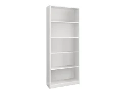 Estante Dangelll, Estante linear com 4 prateleiras, Estante de escritório ou quarto, Estante moderna, 80x28h201 cm, Branco
