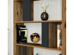 Estante Dbellusc, Estante de escritório, Porta-livros, Biblioteca, 90x20h180 cm, Nogueira e Antracite