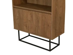 Estante Dbozhana, Estante de escritório, Porta-livros móvel, Biblioteca, 80x36h182 cm, Noz e Preto
