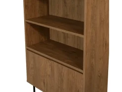 Estante Dbozhana, Estante de escritório, Porta-livros móvel, Biblioteca, 80x36h182 cm, Noz e Preto