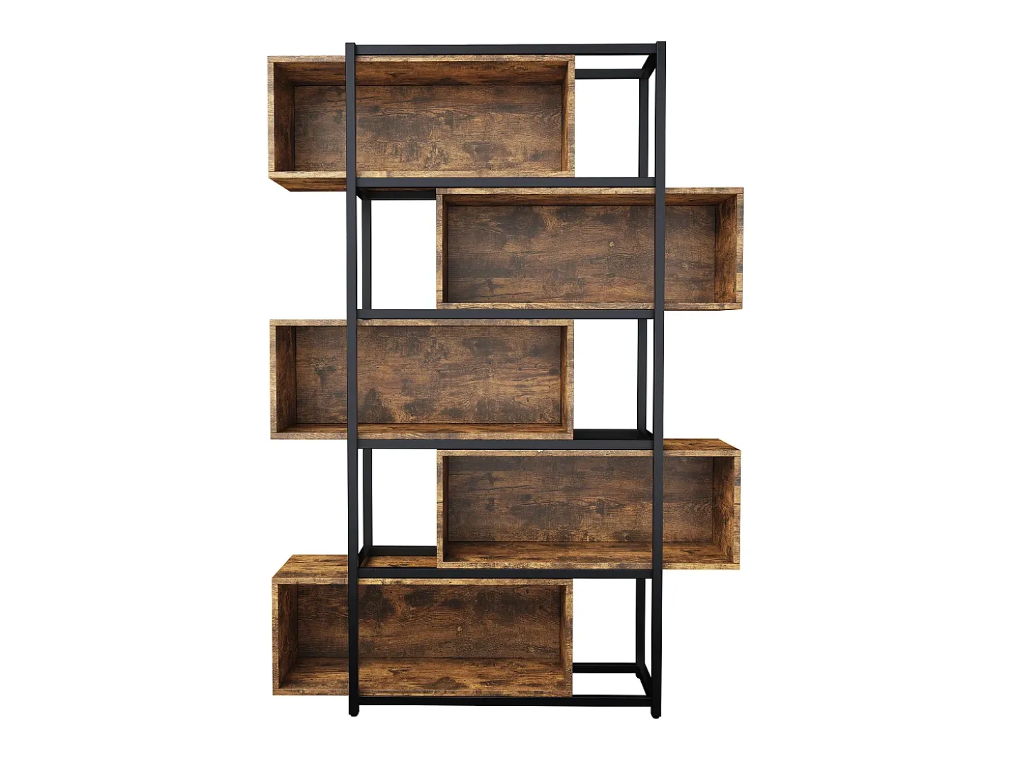 Estante de 5 andares com prateleiras - 121 x 35 x 176 cm - Madeira MDF e tubo de aço - Marrom