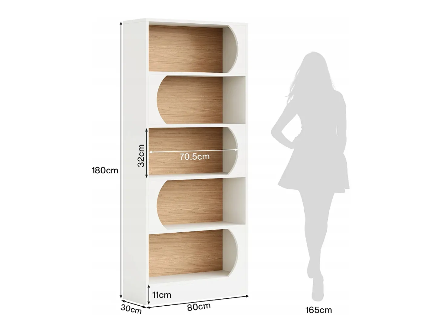 Estante de 5 níveis Tribesigns, prateleiras de armazenamento de 180 cm, estante grande de cubo aberto, prateleiras de exposição de madeira para quarto, sala de estar, escritório, branco e nogueira