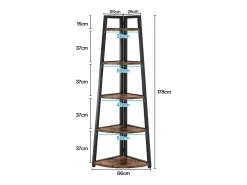 Estante de canto com 176 cm de altura - Estante de canto rústica com 5 níveis - Estante de canto industrial