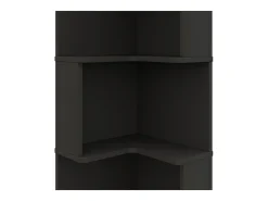 Estante de canto moderna - 63,5 x 45 x 175 cm - com LEDs + 5 prateleiras - MDF - preta