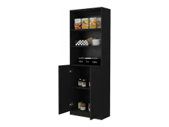 Estante de casa de banho em melamina com armário inferior e 3 prateleiras exteriores , 180.59 cm X 62.78 cm X 29.89 cm , Preto