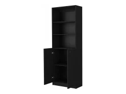 Estante de casa de banho em melamina com armário inferior e 3 prateleiras exteriores , 180.59 cm X 62.78 cm X 29.89 cm , Preto
