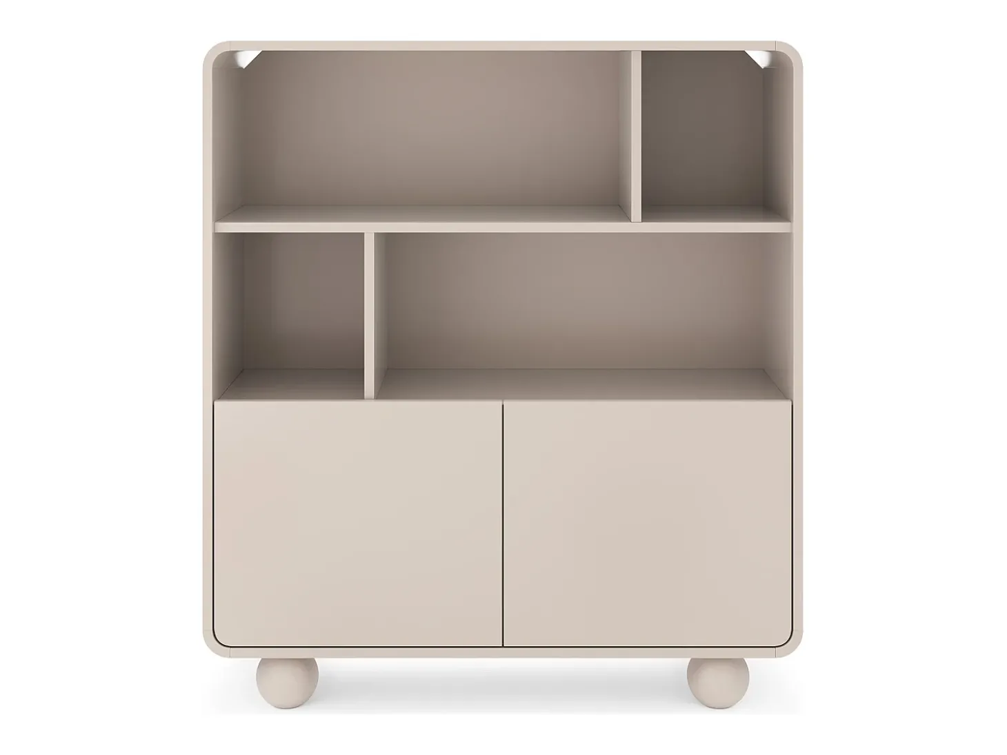 Estante de caxemira com prateleiras e armário – Design moderno, pernas em formato de bola, 108 x 121 x 39 cm