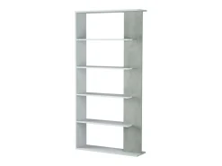 Estante de cimento/branco com 5 prateleiras individuais, 90x25x180 cm