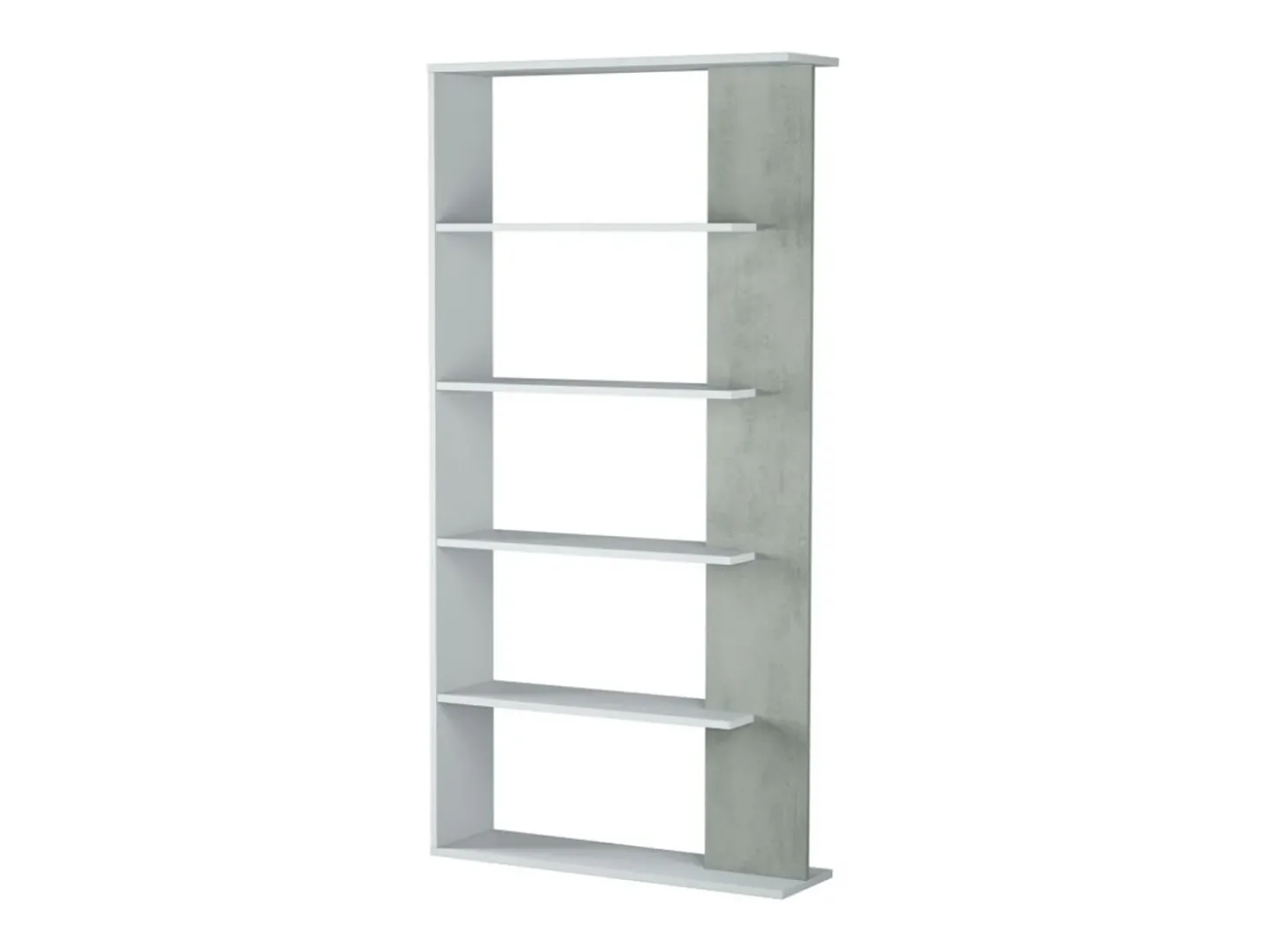 Estante de cimento/branco com 5 prateleiras individuais, 90x25x180 cm