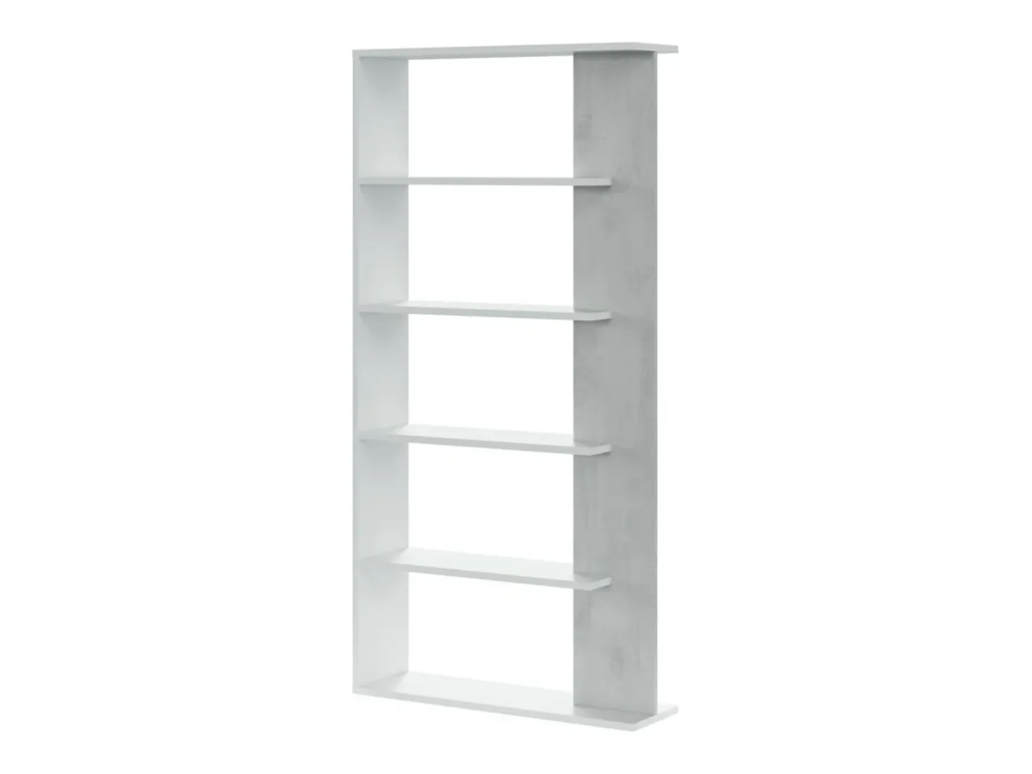 Estante de cimento/branco com 5 prateleiras individuais, 90x25x180 cm