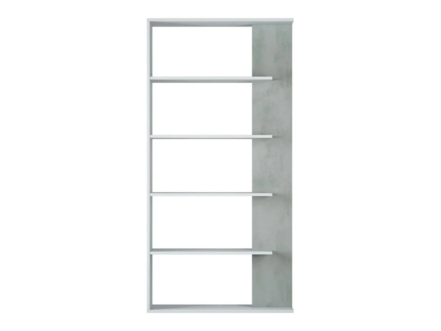 Estante de cimento/branco com 5 prateleiras individuais, 90x25x180 cm