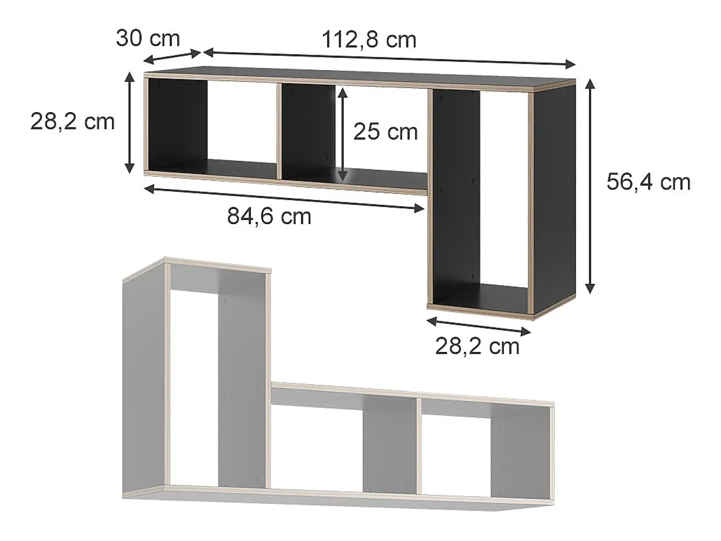 Estante de livros antracite 112.8x30x56.4 tetrix