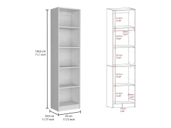 Estante de melamina Home Xs, com 5 prateleiras e design elegante , 180.59 cm X 45 cm X 29.89 cm , Branco