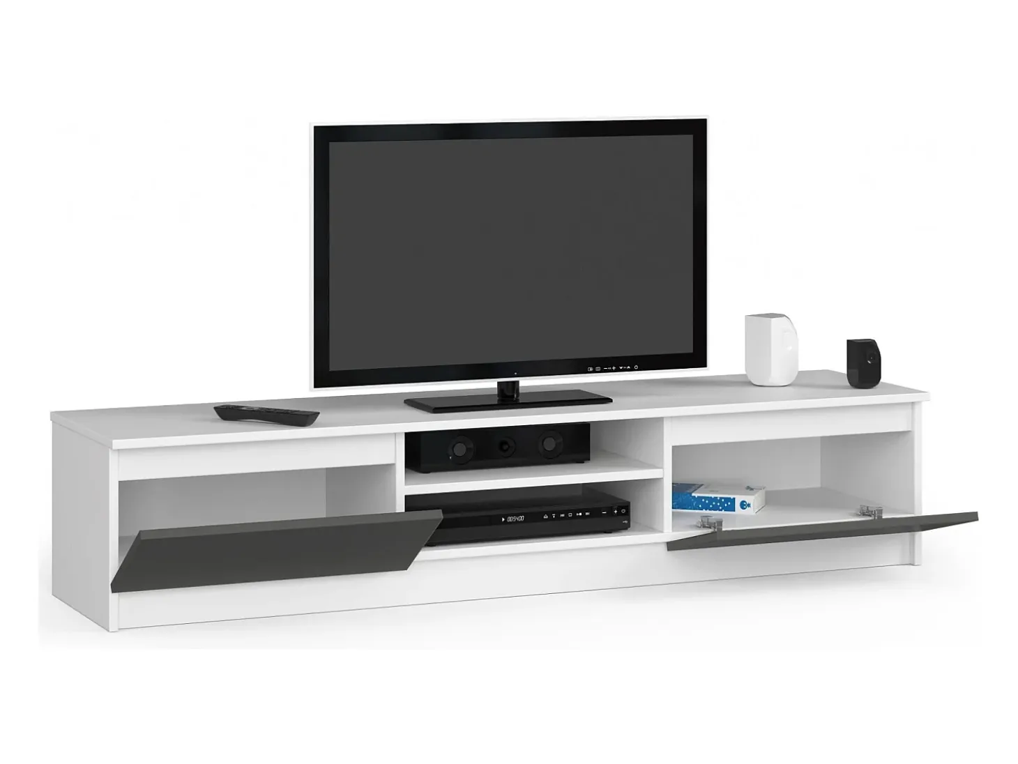 Estante de TV Moderna B160 Colorida - Branco/Cinza Grafite