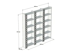 Estante Destéve, Estante de Escritório, Estante Móvel, Biblioteca, 185x24h170 cm, Nogueira e Branco