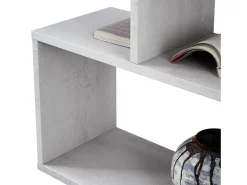 Estante Dfanes, Estante baixa dupla face, Prateleira com três compartimentos, Estante de escritório moderna, 110x24h97 cm, Cinza concreto