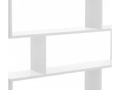 Estante Dfanes, Estante baixa dupla face, Prateleira com três compartimentos, Estante de escritório moderna, 110x24h97 cm, Branco brilhante