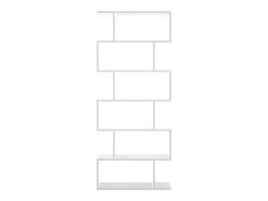 Estante Dfomme, Estante alta dupla-face, Prateleira divisória com 5 prateleiras, Estante de escritório moderna, 80x24h192 cm, Branco brilhante