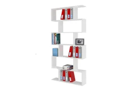 Estante Dgiovan, Armário com prateleiras, Biblioteca de escritório, 100% Fabricado na Itália, 80x25h192 cm, Branco brilhante