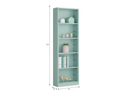 Estante Dmacagg, Estante alta com 5 prateleiras, Estante de escritório ou quarto, Estante moderna com compartimentos, 52x25h80 cm, Verde água