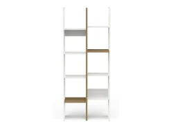 Estante Donomach, estante de escritório, estante, biblioteca, 76x33 h183 cm, carvalho e branco