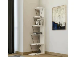 Estante Dpallanc, Estante de escritório, Estante de livros, Biblioteca, 50x22h150 cm, Preto e Branco
