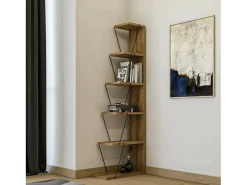 Estante Dpallanc, Estante de escritório, Estante de livros, Biblioteca, 50x22h150 cm, Carvalho e Preto