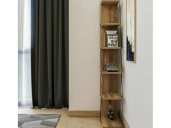 Estante Dpallanc, Estante de escritório, Estante de livros, Biblioteca, 50x22h150 cm, Carvalho e Preto