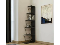 Estante Dpallanc, Prateleira de escritório, Estante de livros, Biblioteca, 50x22h150 cm, Antracite e Preto