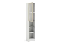 Estante Dsitu, estante de escritório, estante, biblioteca, 41x28 h203 cm, branco e carvalho