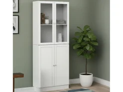 Estante Dsnidar, Estante de escritório, Estante, Biblioteca, 79x28 h203 cm, Branco