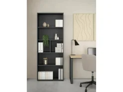 Estante Dsposit, Estante de escritório, Estante, Biblioteca, 80x34 h205 cm, Cinza