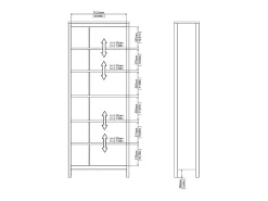 Estante Dtamez, estante de escritório, estante, biblioteca, 78x33 h199 cm, preta