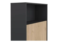 Estante Dtass, estante de escritório, estante, biblioteca, 80x34 h124 cm, carvalho e cinzento