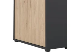 Estante Dtass, estante de escritório, estante, biblioteca, 80x34 h124 cm, carvalho e cinzento