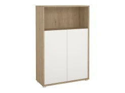 Estante Dtass, estante de escritório, estante, biblioteca, 80x34 h124 cm, carvalho e branco