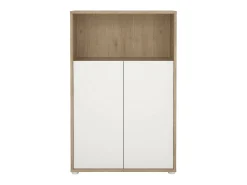 Estante Dtass, estante de escritório, estante, biblioteca, 80x34 h124 cm, carvalho e branco