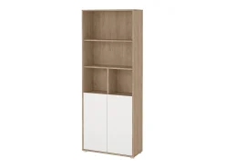 Estante Dtassot, estante de escritório, estante, biblioteca, 80x34 h205 cm, carvalho e branco