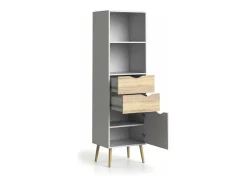 Estante Dtean, estante de escritório, estante, biblioteca, 50x39 h171 cm, branco e carvalho