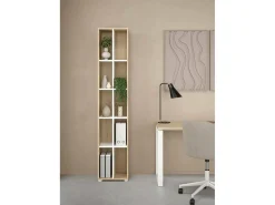 Estante Dtedesc, estante de escritório, estante, biblioteca, 41x34 h205 cm, carvalho e branco