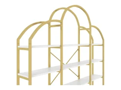 Estante em forma de nuvem com 5 prateleiras - MDF e metal - Dourado e branco